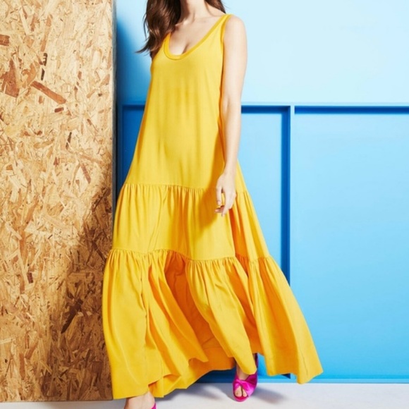 Elizabeth and James yellow silk maxi dress, XS - Picture 2 of 5